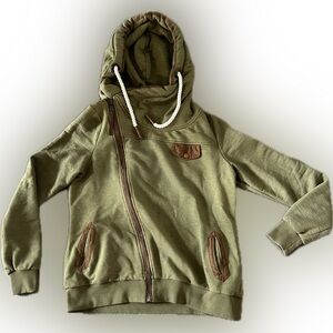 Wanakome Womens Hestia Cowl Neck Full zip sweatshirt Army Green Size  XL